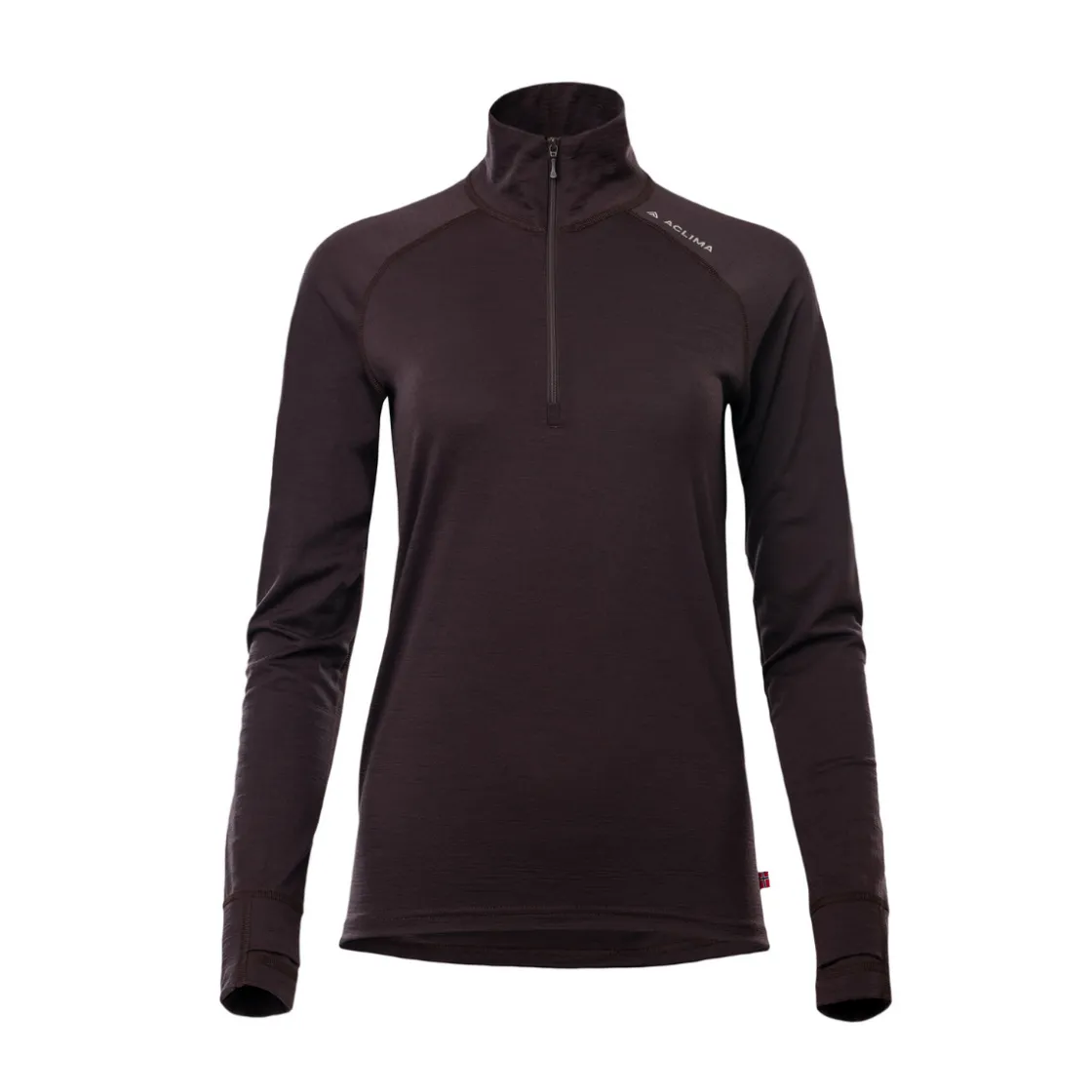 ACLIMA LightWool 180 Polo w/zip, dame (Chocolate Plum) Sale