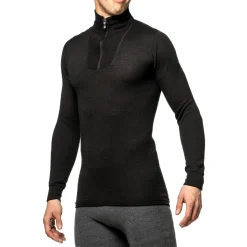 WOOLPOWER Zip Turtleneck 200 uldundertrøje, unisex (Black) Best